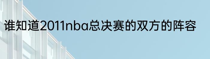 谁知道2011nba总决赛的双方的阵容
