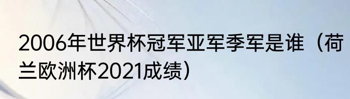 2006年世界杯冠军亚军季军是谁（荷兰欧洲杯2021成绩）