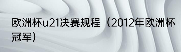 欧洲杯u21决赛规程（2012年欧洲杯冠军）