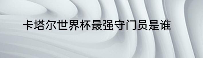 卡塔尔世界杯最强守门员是谁