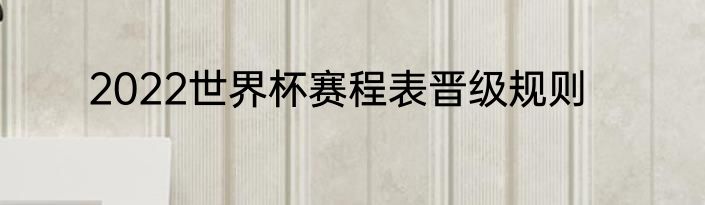 2022世界杯赛程表晋级规则