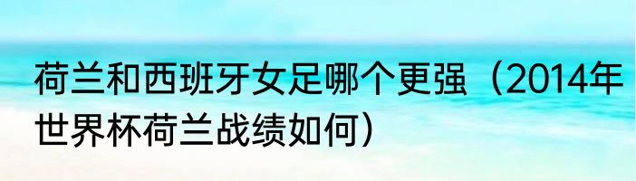 荷兰和西班牙女足哪个更强（2014年世界杯荷兰战绩如何）