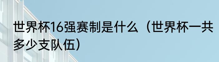 世界杯16强赛制是什么（世界杯一共多少支队伍）