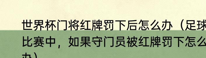 世界杯门将红牌罚下后怎么办（足球比赛中，如果守门员被红牌罚下怎么办）