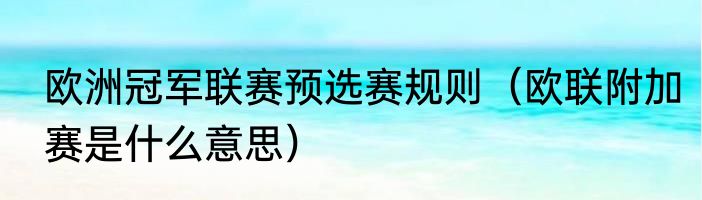 欧洲冠军联赛预选赛规则（欧联附加赛是什么意思）