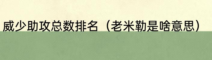 威少助攻总数排名（老米勒是啥意思）