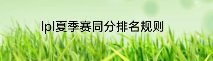 lpl夏季赛同分排名规则