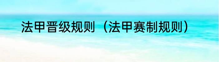 法甲晋级规则（法甲赛制规则）