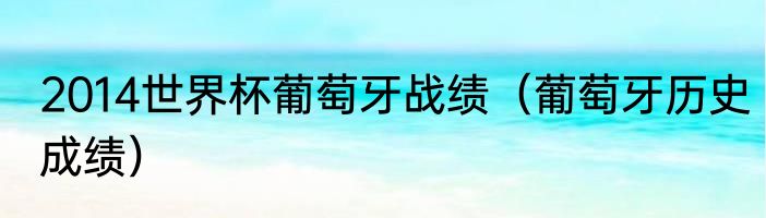 2014世界杯葡萄牙战绩（葡萄牙历史成绩）