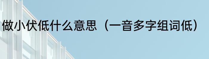 做小伏低什么意思（一音多字组词低）