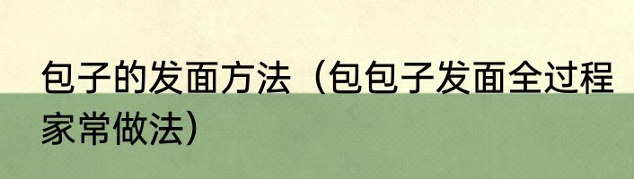包子的发面方法（包包子发面全过程家常做法）
