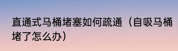 直通式马桶堵塞如何疏通（自吸马桶堵了怎么办）