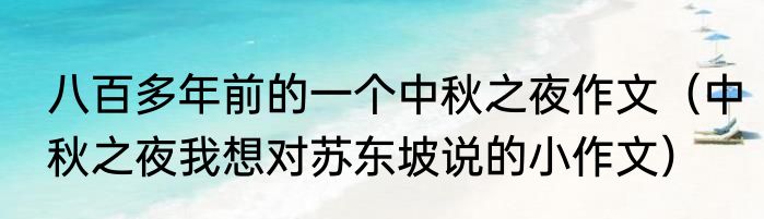 八百多年前的一个中秋之夜作文（中秋之夜我想对苏东坡说的小作文）