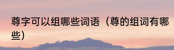 尊字可以组哪些词语（尊的组词有哪些）