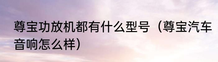 尊宝功放机都有什么型号（尊宝汽车音响怎么样）