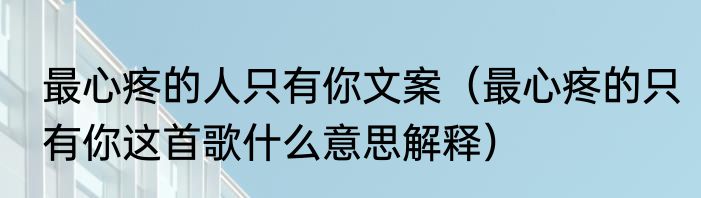 最心疼的人只有你文案（最心疼的只有你这首歌什么意思解释）