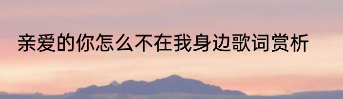 亲爱的你怎么不在我身边歌词赏析