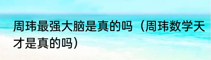 周玮最强大脑是真的吗（周玮数学天才是真的吗）