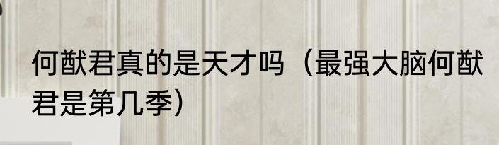 何猷君真的是天才吗（最强大脑何猷君是第几季）