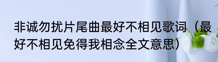 非诚勿扰片尾曲最好不相见歌词（最好不相见免得我相念全文意思）