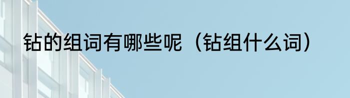 钻的组词有哪些呢（钻组什么词）