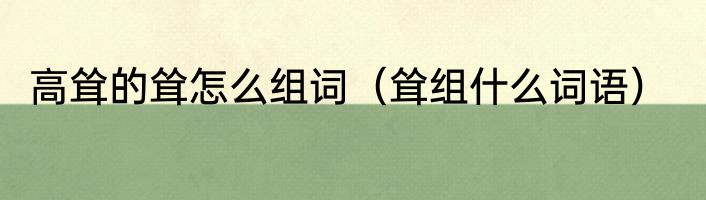 高耸的耸怎么组词（耸组什么词语）