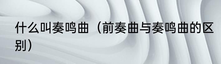 什么叫奏鸣曲（前奏曲与奏鸣曲的区别）