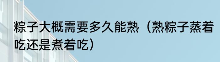 粽子大概需要多久能熟（熟粽子蒸着吃还是煮着吃）