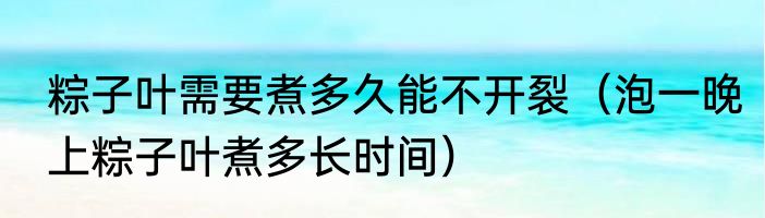粽子叶需要煮多久能不开裂（泡一晚上粽子叶煮多长时间）