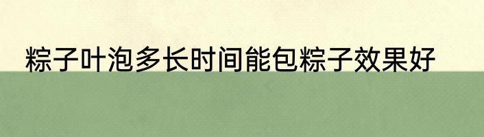 粽子叶泡多长时间能包粽子效果好