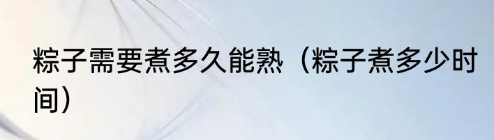 粽子需要煮多久能熟（粽子煮多少时间）