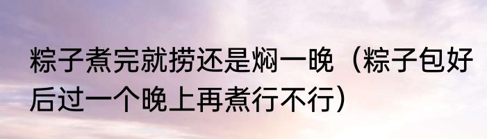 粽子煮完就捞还是焖一晚（粽子包好后过一个晚上再煮行不行）