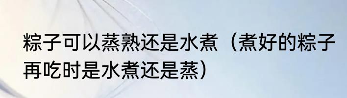 粽子可以蒸熟还是水煮（煮好的粽子再吃时是水煮还是蒸）