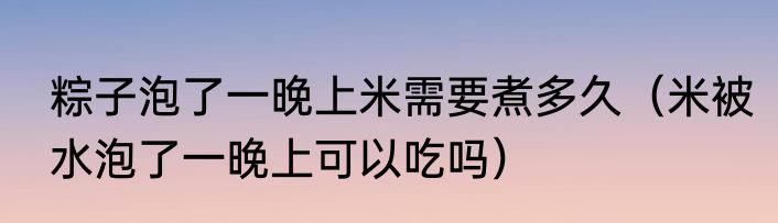粽子泡了一晚上米需要煮多久（米被水泡了一晚上可以吃吗）