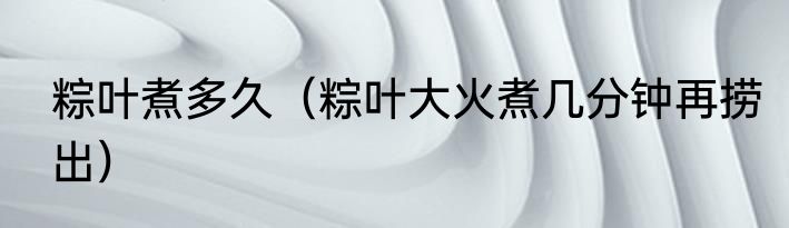 粽叶煮多久（粽叶大火煮几分钟再捞出）