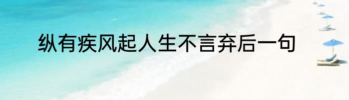 纵有疾风起人生不言弃后一句