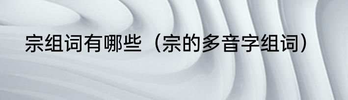 宗组词有哪些（宗的多音字组词）