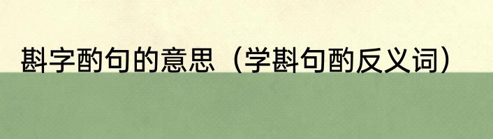 斟字酌句的意思（学斟句酌反义词）