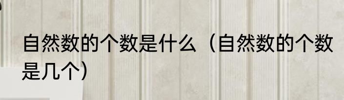 自然数的个数是什么（自然数的个数是几个）