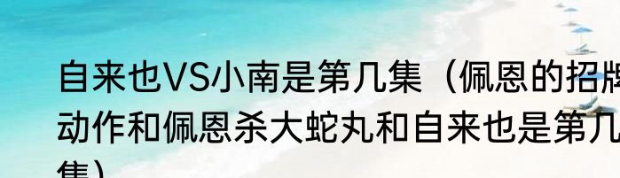 自来也VS小南是第几集（佩恩的招牌动作和佩恩杀大蛇丸和自来也是第几集）