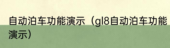 自动泊车功能演示（gl8自动泊车功能演示）