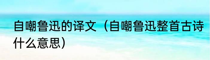 自嘲鲁迅的译文（自嘲鲁迅整首古诗什么意思）