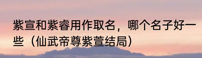 紫宣和紫睿用作取名，哪个名子好一些（仙武帝尊紫萱结局）