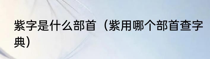 紫字是什么部首（紫用哪个部首查字典）