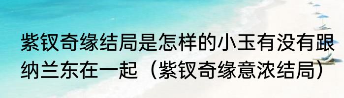 紫钗奇缘结局是怎样的小玉有没有跟纳兰东在一起（紫钗奇缘意浓结局）