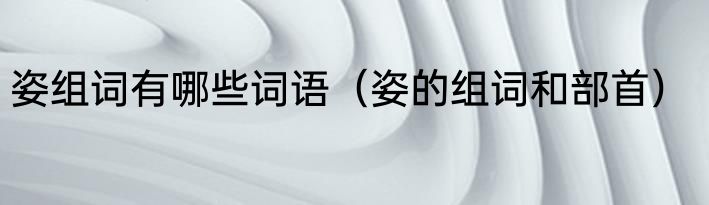 姿组词有哪些词语（姿的组词和部首）