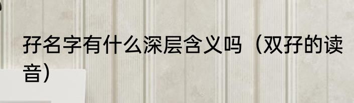 孖名字有什么深层含义吗（双孖的读音）