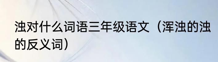 浊对什么词语三年级语文（浑浊的浊的反义词）