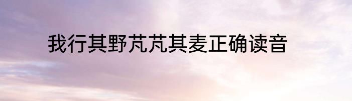 我行其野芃芃其麦正确读音