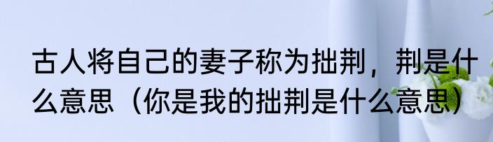 古人将自己的妻子称为拙荆，荆是什么意思（你是我的拙荆是什么意思）